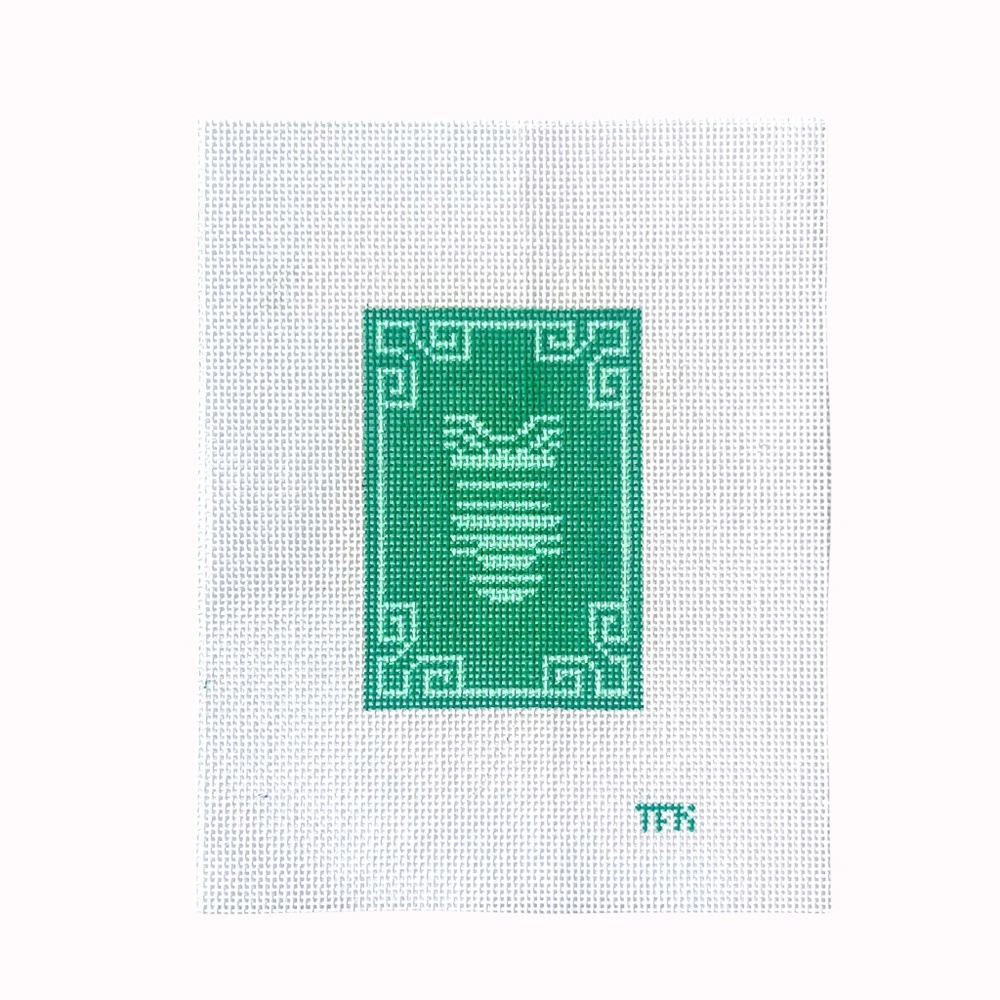 Swim Needlepoint Canvas - Stitch Painted 14m - Green